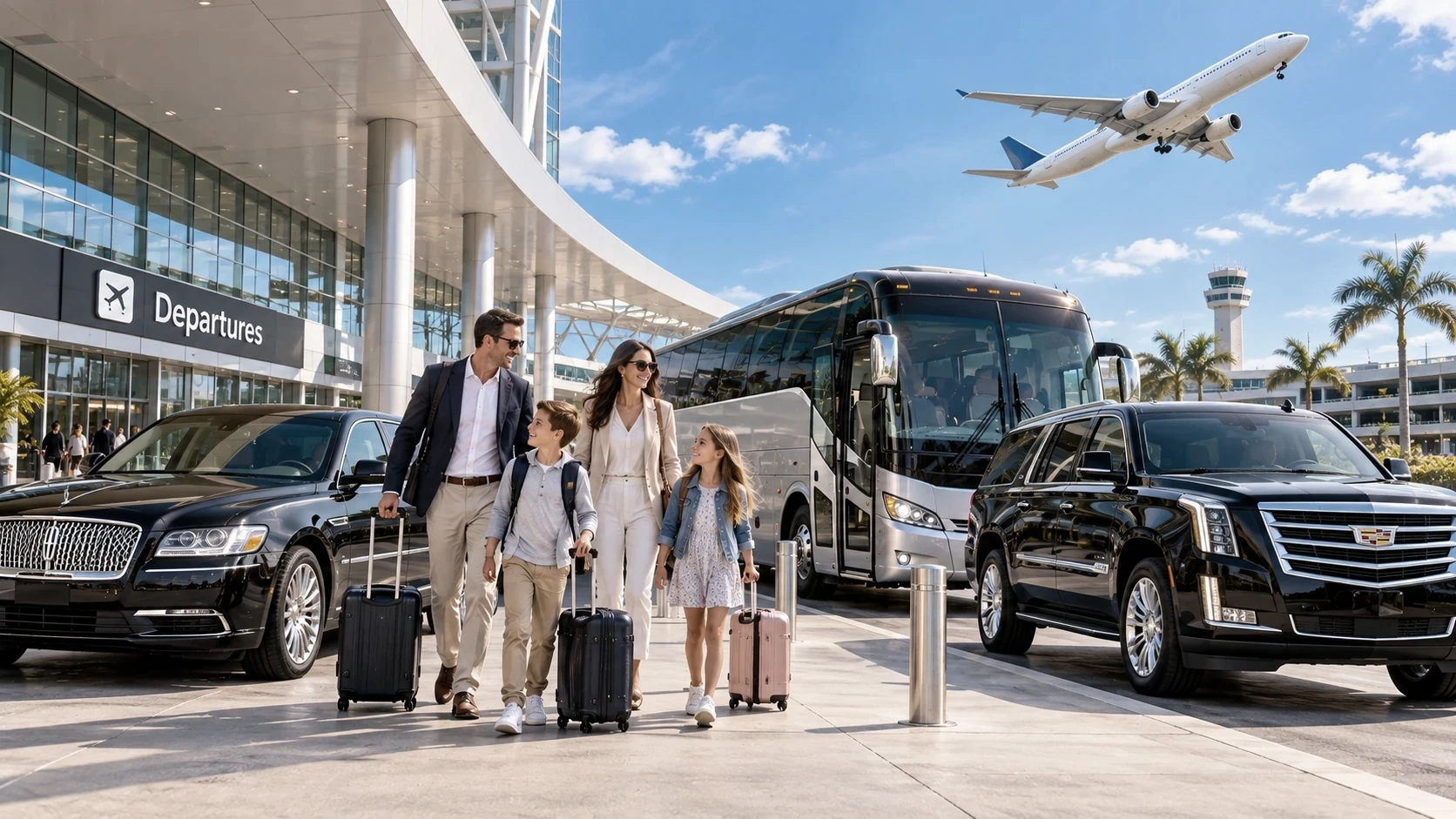 Group charter transportation at a Minneapolis area airport